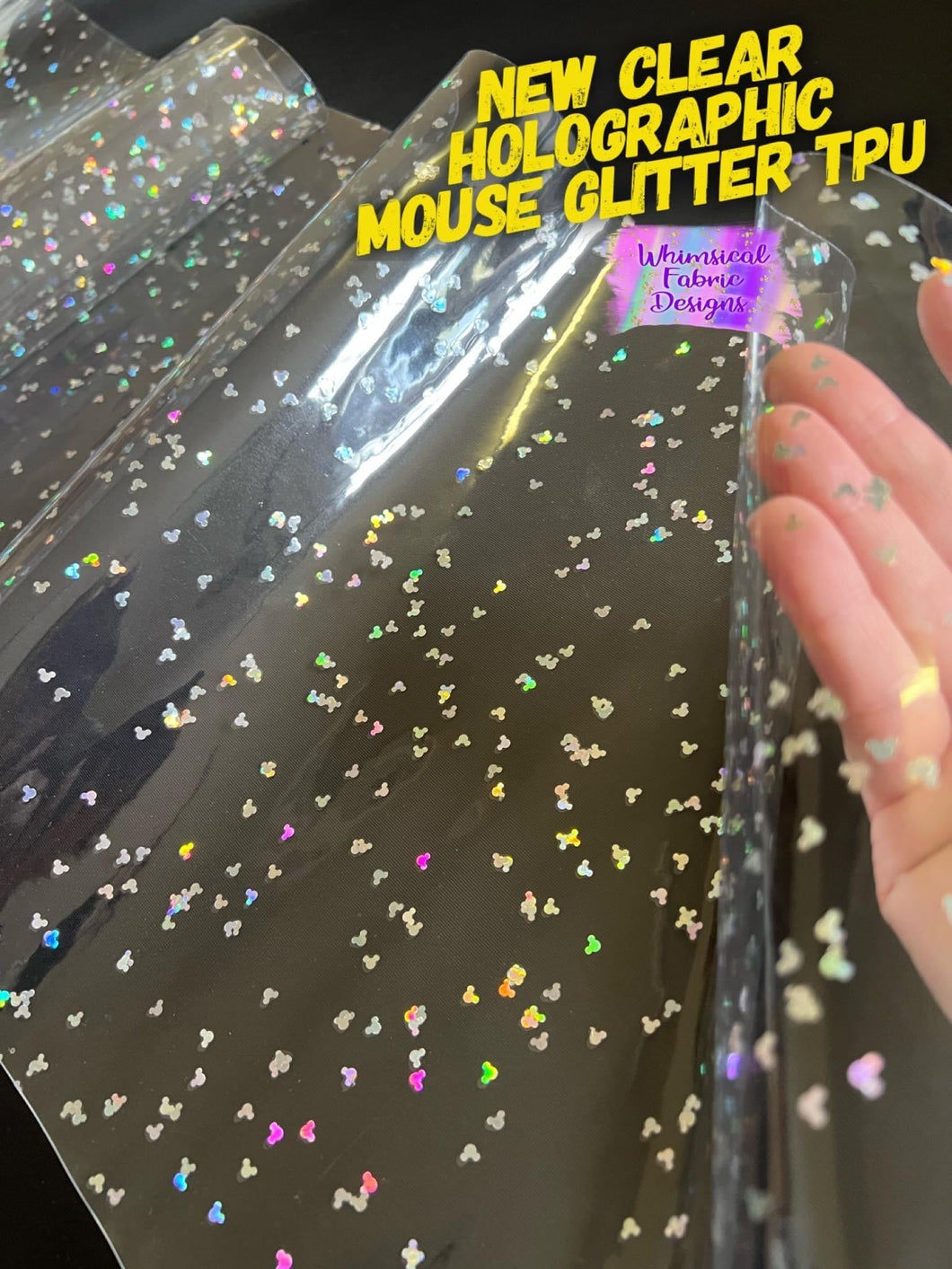 RETAIL: CLEAR HOLOGRAPHIC MOUSE GLITTER VINYL