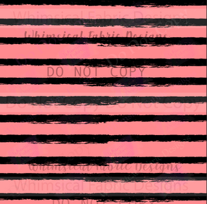 PREORDER: DISTRESSED THIN STRIPES- BLACK & CORAL