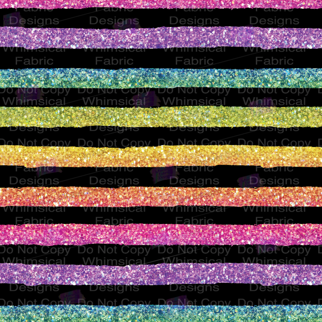 PREORDER: Black Rainbow Glitter Stripes
