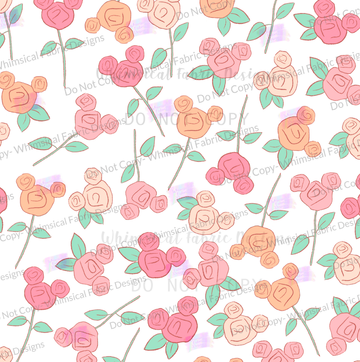 Preorder mouse roses whimsical fabric designs